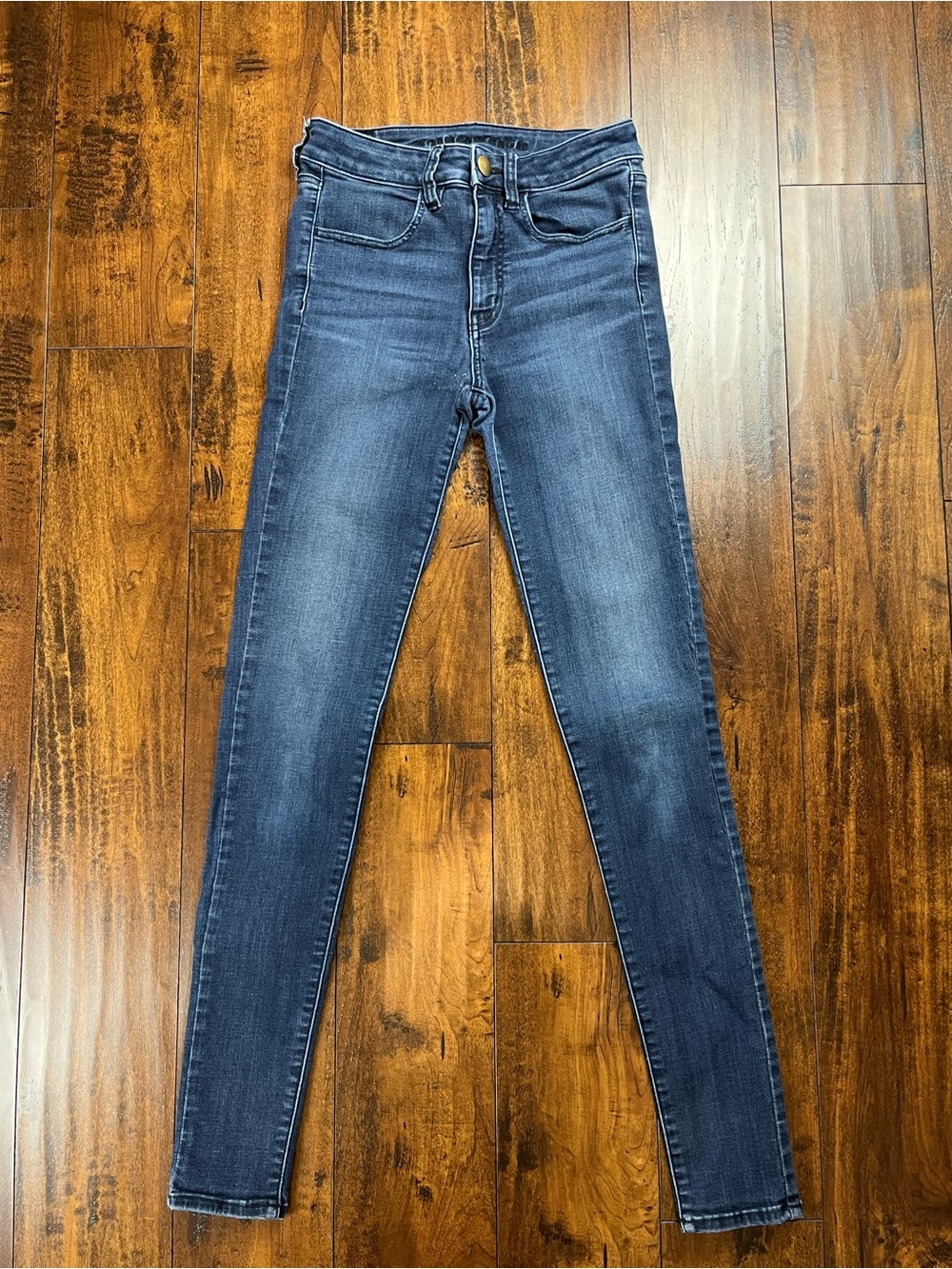 American Eagle Super Stretch Hi-Rise Jegging Blue Denim Women's Size 6 X-Long.